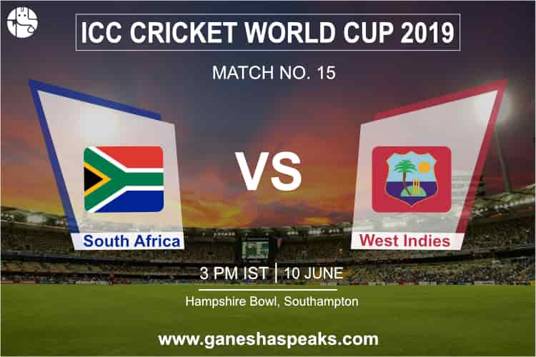 South Africa Vs West Indies, 2019 ICC Cricket world cup Prediction