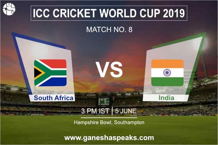  South Africa vs India, 2019 ICC Cricket world cup Prediction
