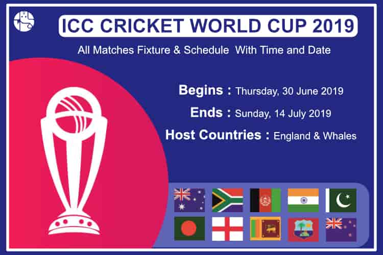  2019 cricket world cup match schedule
